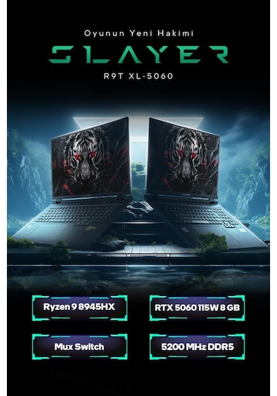 Game Garaj Slayer R9T XL-5060 C2 Ryzen 9 8945HX 32 GB 2 TB SSD RTX5060 18" Wuxga Freedos Dizüstü Bilgisayar