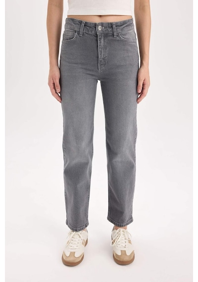 DeFacto Comfort Straight Yüksek Bel Bilek Boy Jean Yıkamalı Pantolon E3413AXNSNM36