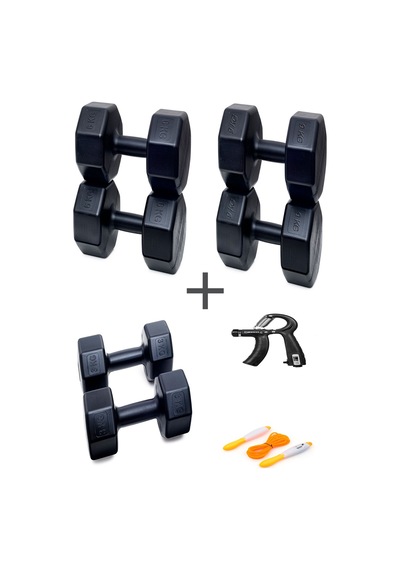 Ps Spor 3 Çift Dambıl Set 3 Kg + 6 Kg +9 Kg + Ayarlanabilir Sayaçlı El Yayı Ve Atlama İpi