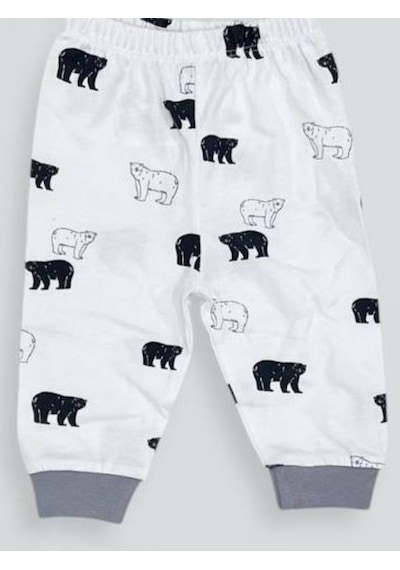 Breeze Erkek Bebek Desenli Pamuklu Pijama Takım-15341 Gri