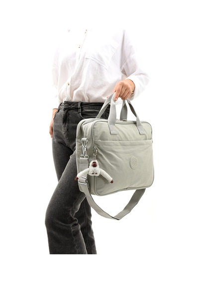 Ss 3027 Unisex Krinkıl Suya Dayanıklı Laptop Bölmeli Çapraz-el Askılı Evrak Ve Laptop Çantası Açık Gri