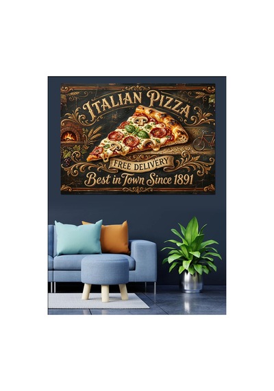 İtalyan Pizza Ustası Ve Fırın Yağlı Boya Dokulu Kanvas Tablo Canvas Tablosu