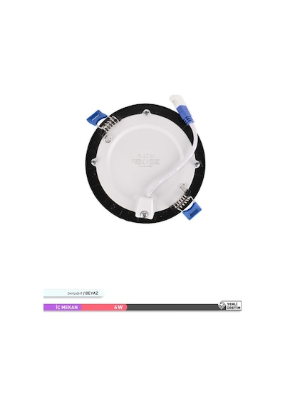 ACK 6W Sıva Altı Yuvarlak LED Panel Armatür Siyah Gövde 6500K Bey