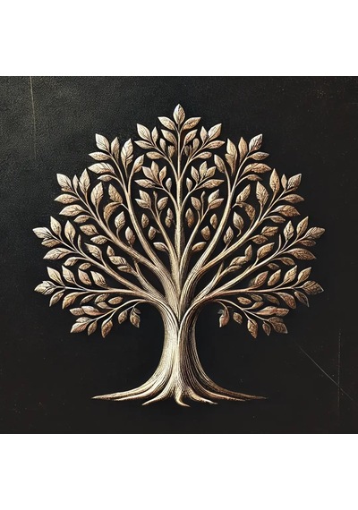 Bronz Ağaç Desenli Kanvas Tablo 60x60 Cm