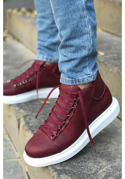 Roof Atelier Erkek Bordo Bağcıklı Kalın Taban Bot - 258 - Cbt Roma Bordo