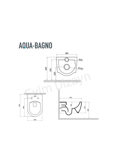 Aqua Bagno CLOUD Asma Klozet 54 cm , Entegre Bataryalı Soğuk Su G