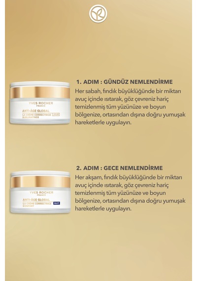 Yves Rocher Yaşlanma Karşıt 2'li Nemlendirici Krem Seti- Gündüz Kremi 50 Ml & Gece Kremi 50 Ml