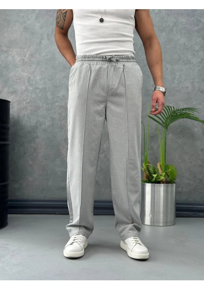Modefendi Çizgi Dikişli Baggy Kalıp Jogger Pantolon Açık Gri