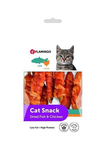 Flamingo Cat Snack Kurutulmuş Balıklı Tavuklu Kedi Ödülü 50 G