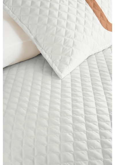 Minimal Bej Geometrik Genç Odası Tek Kişilik Pike Takımı - Ekru Antrasit 160x220 Cm Yatak Örtüsü Gölge Doku Örtüsü