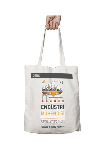 Art Hediye Kişiye Özel Endüstri Mühendisi Huni İki Tarafı Kalıcı Baskılı Yıkanabilir Çanta Çok Renkli