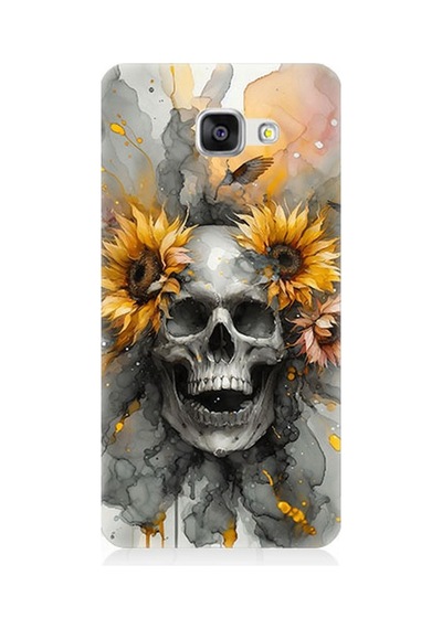 Samsung Galaxy A7 2016 Uyumlu Çiçekli Kurukafa Fantezisi Desenli Silikon Kılıf Çok Renkli