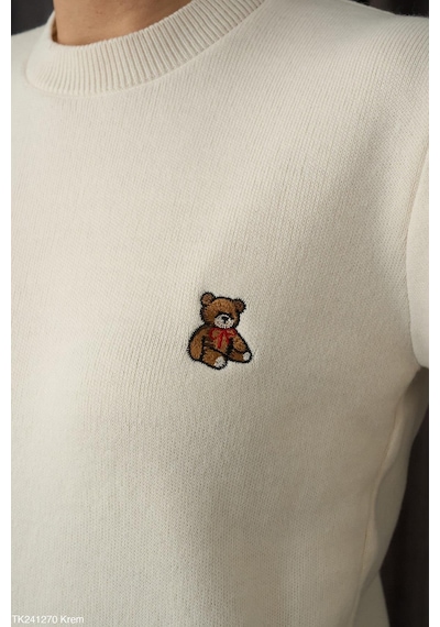 Teddy Düz Kazak Bej