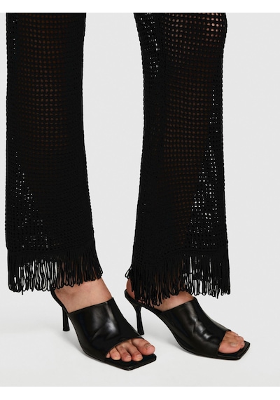 Sisley Viskoz Karışımlı Örgü Motifli Saçak Paça Coulotte Pantolon Kadın Siyah Pantolon - 324p196pmf008 Sisley Viskoz Karışımlı Örgü Motifli Saçak Paça Coulotte Pantolon Kadın Siyah Pantolon - 324p196pmf008