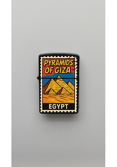 Stamp Pyramids Of Giza Benzinli Siyah Çakmak Magnet Hediye Siyah