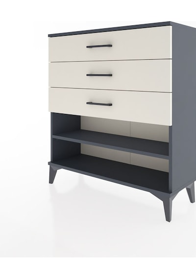 Arges Şifonyer Tek Raflı 3 Çekmeceli 88x30x96 Antrasit-aytaşı Antrasit
