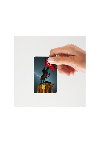 Atatürk Kalpaklı Ve Atlı 2'li Kart Kaplama Sticker, Çipli Banka/atm Kartlara Uyumlu Standart