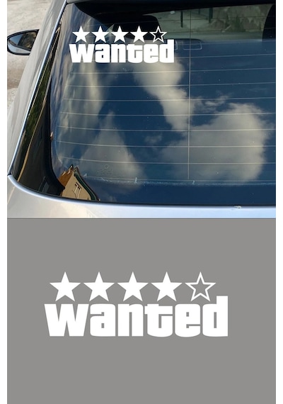 Wanted Aranıyor Oto Sticker Araba Etiket Beyaz Renk 20cm