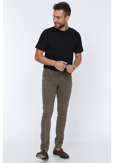 Digital Jeans Dar Kesim Erkek Likralı Toprak Kot Pantolon Açık Gri