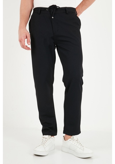 Buratti Regular Fit Düz Paça Bağlamalı Pantolon Erkek Pantolon 6843700 Siyah