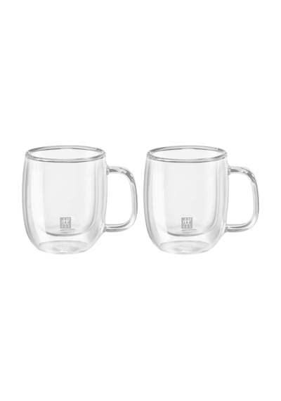 Sorrento Çift Camlı Kulplu 2'li Espresso Bardak Seti, 80 Ml Şeffaf Cam