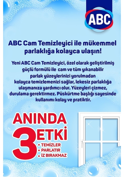 Abc Cam Temizleyici Sprey Fırsat Paketi 2 x 750 ML