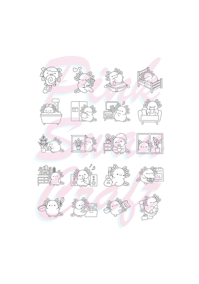 Cozy Axolotls Aksolotlar Bold And Easy 20 X 20 Cm Büyük Boyama Kitabı