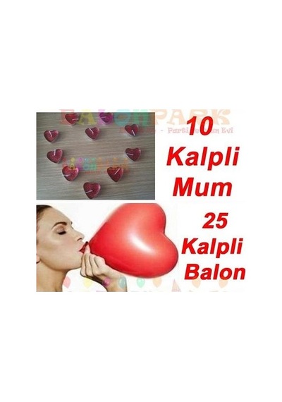 Kalp Balon + 10 Kalpli Mum Hediye. Sevgiliye Doğum Günü Aşk Paket