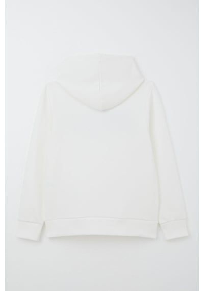Breeze Erkek Çocuk Sweatshirt Yazı Baskılı Kanguru Cepli Kapüşonlu 8-14 Yaş, Beyaz Beyaz