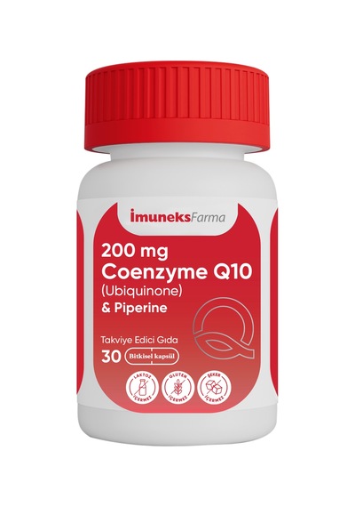 İmuneks Farma 200 mg Koenzim Q10 (Ubikinon) & Piperin Takviye Edici Gıda 30 Kapsül
