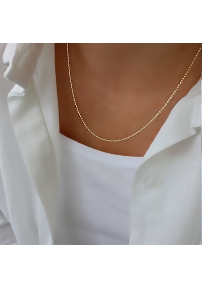 Lente Aksesuar Gold İnce Top Zincir Kolye - 14k Altın Kaplama Minimal Seri Kadın Kolye Altın