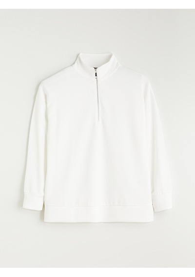 Lcw Comfort Beyaz Dik Yaka Kadın Sweatshirt