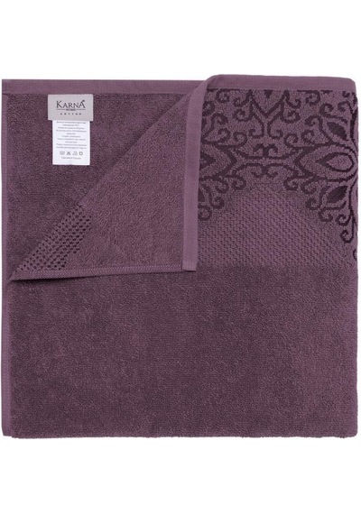 Pamuk Tekli Havlu Jakarlı Karna Home Klover - 70 X 140 Lavanta