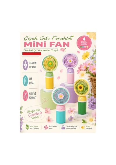 Şarjlı Mini Taşınabilir El Fanı Masa Fanı Soğutucu - Sessiz Usb Masaüstü Vantilatör 5896