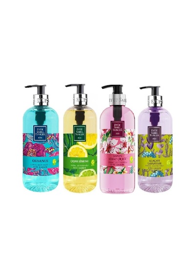 Eyüp Sabri Tuncer Alaçatı Lavantası + Çeşme Limonu + Japon Kiraz Çiçeği + Okyanus Sıvı Sabun 4 x 500 ML