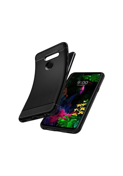 Spigen G8 Thinq İle Uyumlu Kılıf Rugged Armor Matte Black Siyah