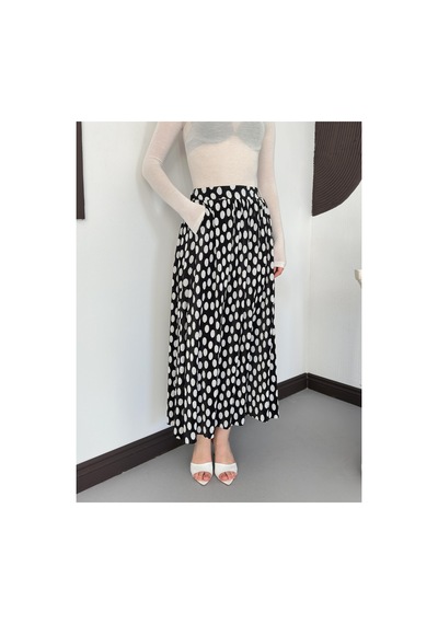 Verymoda Dama Desenli Puantiyeli Etek D3072002 Siyah