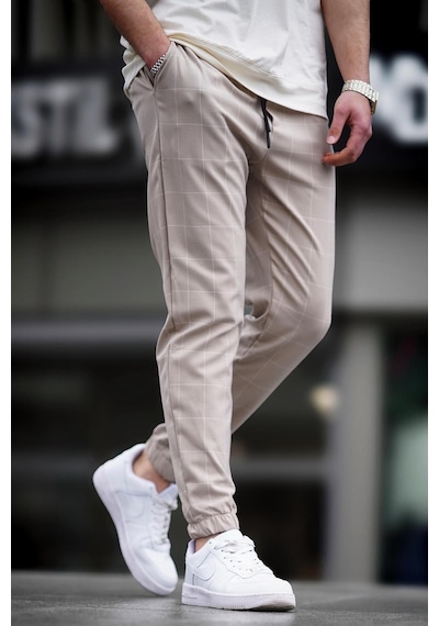 Madmext Madmext Ekoseli Bej Jogger Mad4081-bej Bej