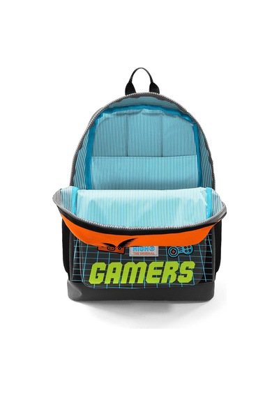 Coral High Kids Gri Turuncu Gamer Desenli Dört Bölmeli Okul Sırt Çantası 23746