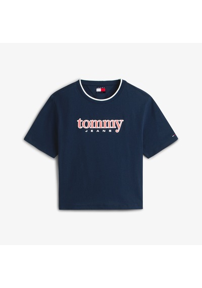 Tommy Hilfiger Boxy Tommy Applique Kadın Mavi T-shirt Dw0dw22563 Mavi