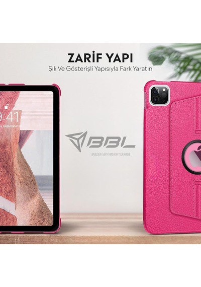 Apple Uyumlu İpad Yatay Ve Dikey Standlı 360 Derece Döner Tablet Kılıfı İpad Pro 4.nesil 11 Pembe