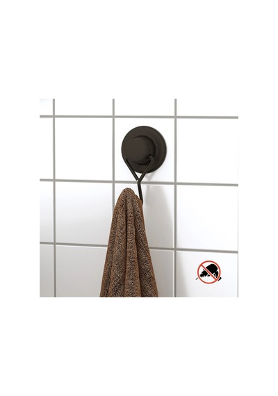 Vakumlu Banyo Havlu Askısı Siyah Tek Kancalı Siyah