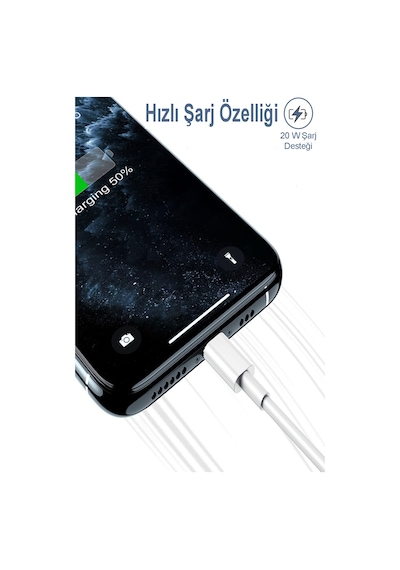 Type-C to Lightning 20W Hızlı Şarj ve Data Kablosu 1 Metre