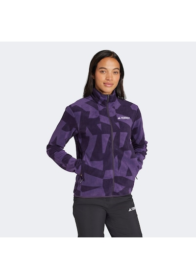 Adidas Terrex Multi Printed Full Zip Fleece Kadın Mor Yürüyüş Polar Jn0996
