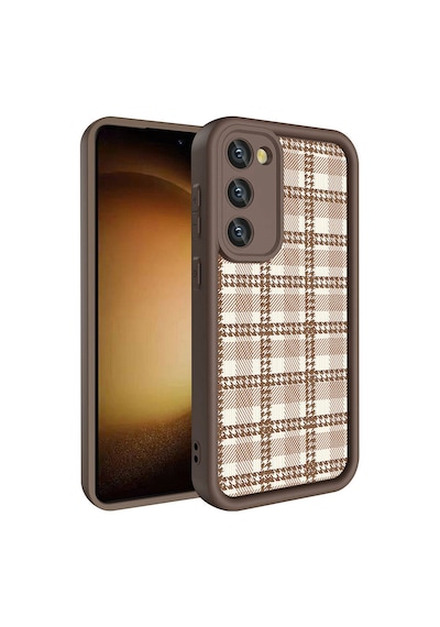 Galaxy Uyumlu S23 Kılıf Kamera Korumalı Baskılı Arka Yüzey Klas Kapak - Açık Kahve Açık Kahve Açık Kahve