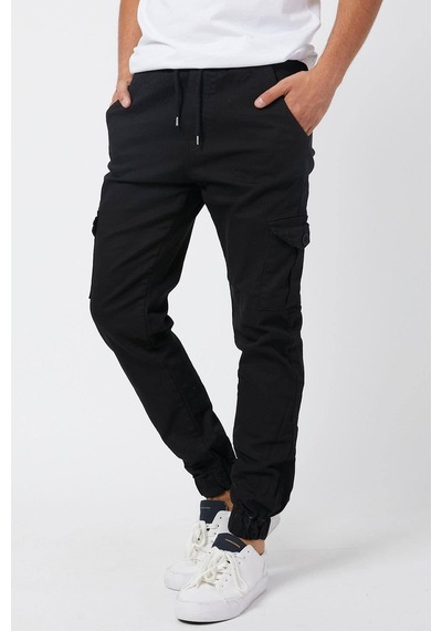 Serseri Jeans Erkek Su Yeşili Renk Jogger Paçası Beli Lastikli Pantolon Siyah