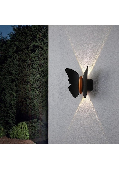 2 Adet Elektrikle Çalışır, 6 Watt Amber Işık Ledli Kelebek Duvar Aplik İç Ve Dış Mekan Ip65 Aplik Amber