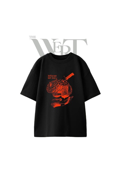 Thewert Different Not Less Tasarım Baskılı Ünisex Siyah Oversize T-shirt
