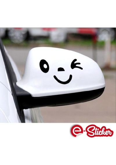 2 Adet Yan Ayna Gülen Yüz Oto Sticker Araba Sticker