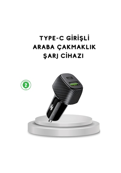 Mey İthalat 38w Araç Şarj Cihazı Type-c Pd Usb Hızlı Şarj Çift Port